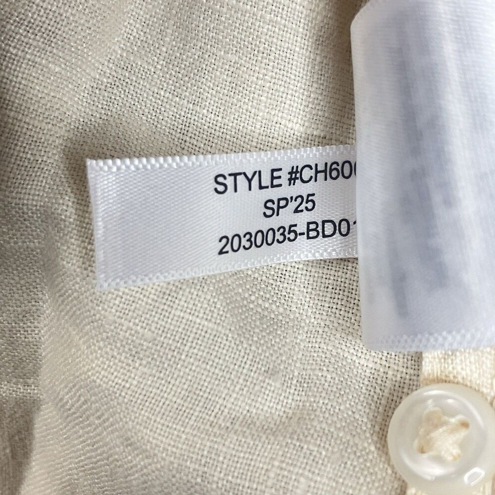 J Crew Washed Linen Shirt Mens M Natural Beige Short Sleeve Button Front CH600 - Picture 13 of 13